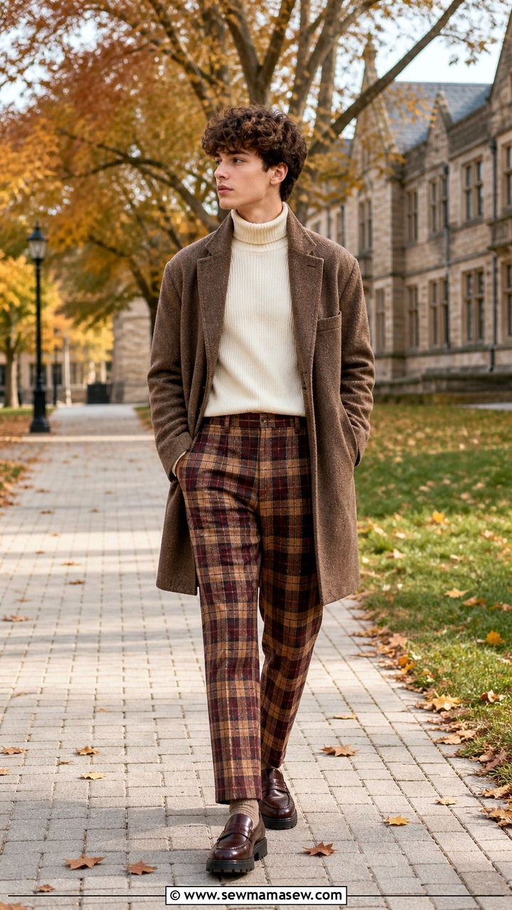 Turtleneck And Plaid Trousers Outfit - 40 back to school outfits 2026