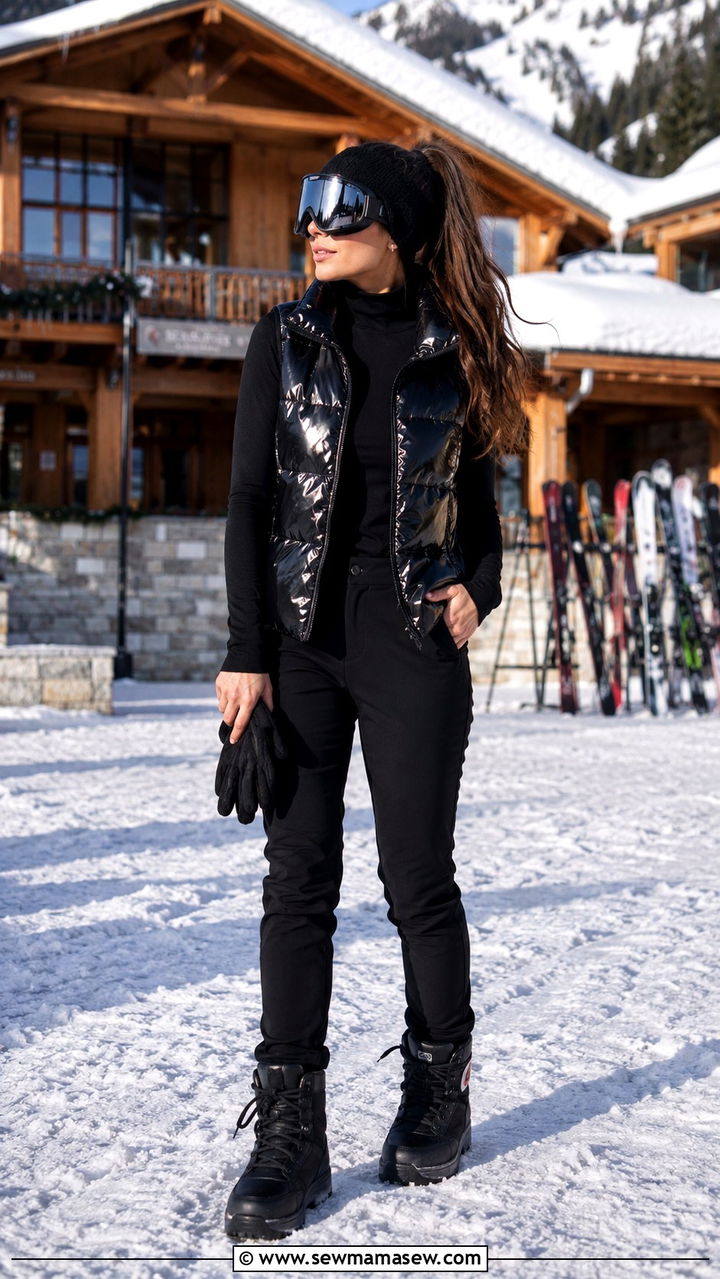 Turtleneck And Puffer Vest Ski Trip Outfit - 25 seasonal travel outfit ideas