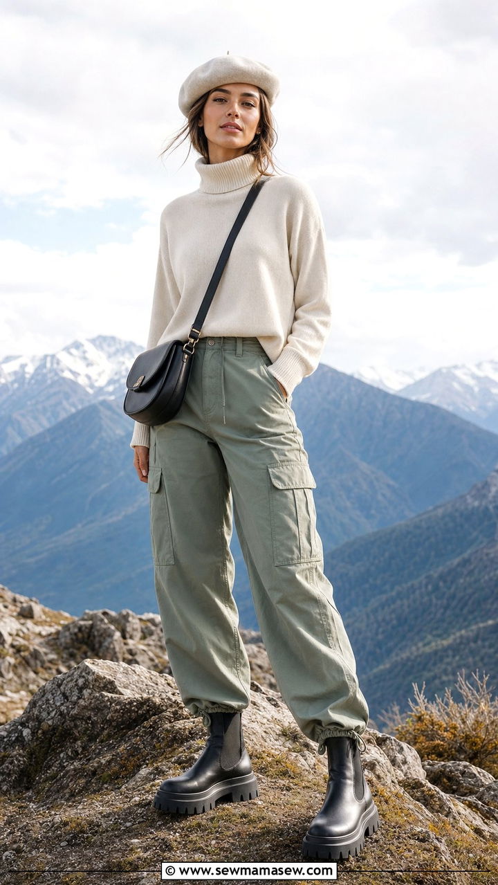 Turtleneck And Utility Cargo Pants Spring Mountain Outfit - 25 Spring mountain outfits