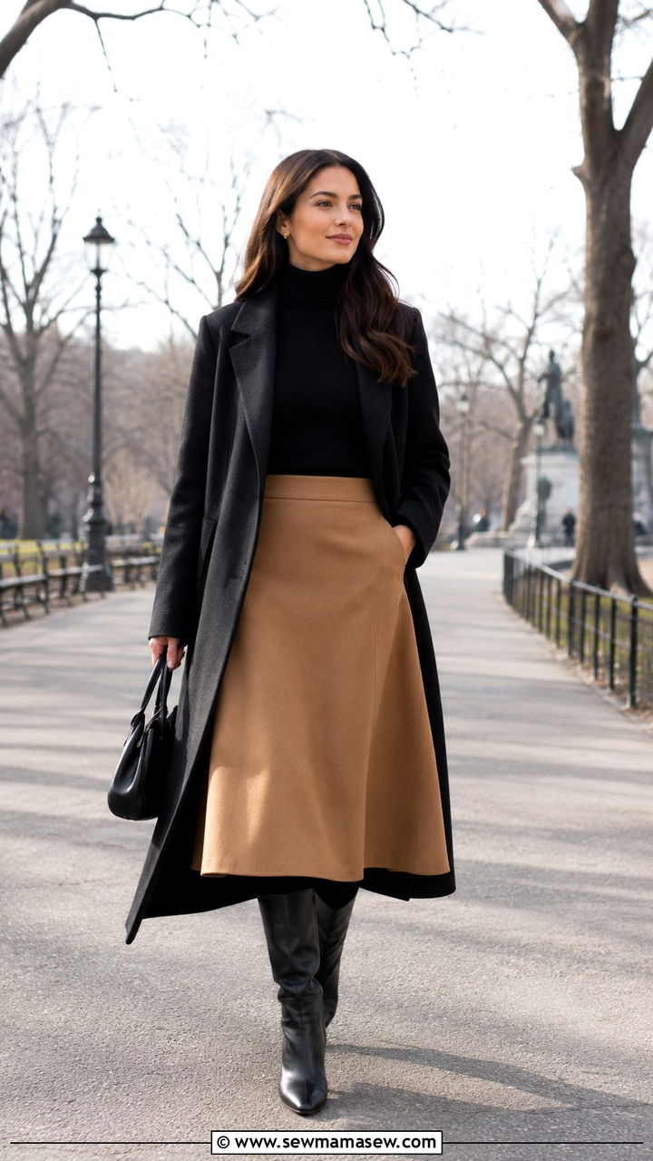 Turtleneck And Wool Maxi Skirt - 30 Maxi skirt outfit ideas with a sweater