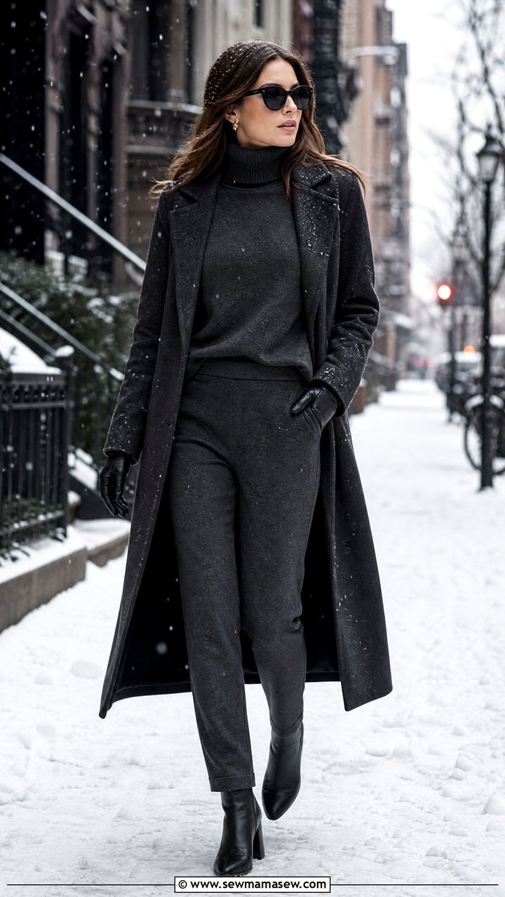 Turtleneck Knit Co Ord Lounge Set With Ankle Boots - 25 Loungewear co-ord set outfit ideas