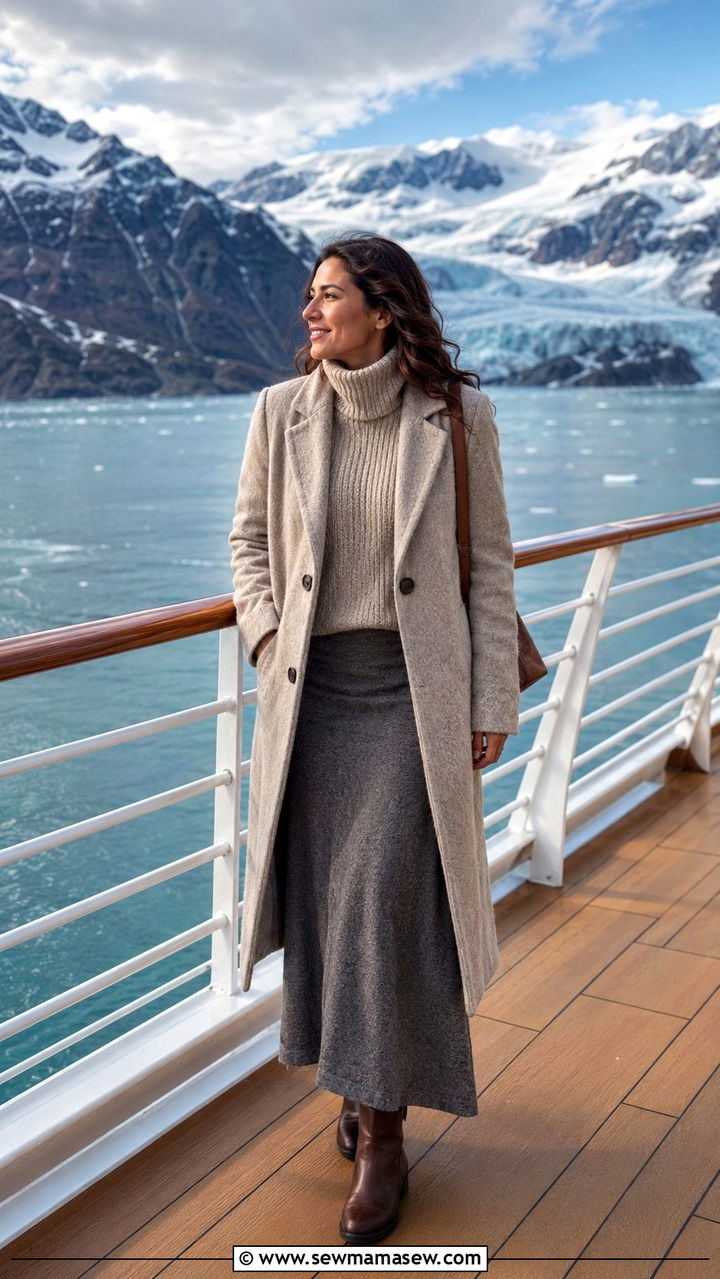 Turtleneck Sweater with Maxi Skirt - 30 modest cruise outfit ideas
