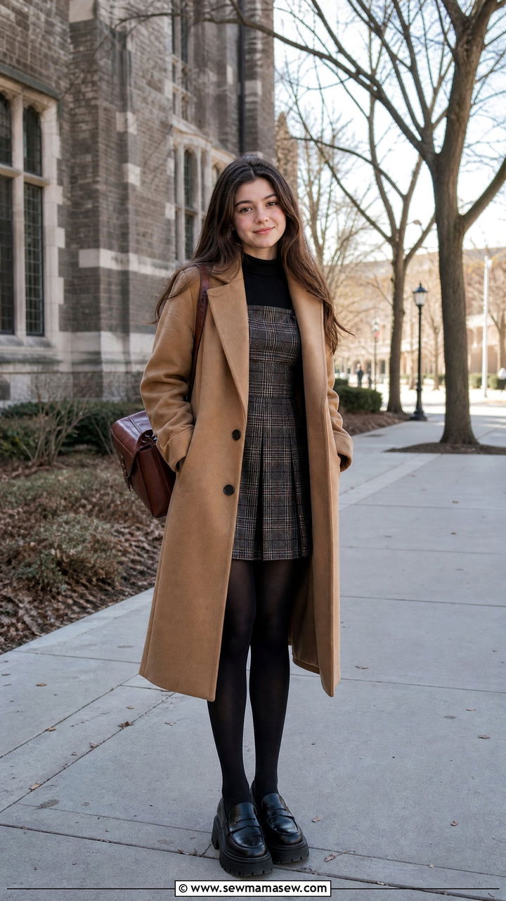 Turtleneck Under Plaid Dress - 25 School uniform outfit ideas cute