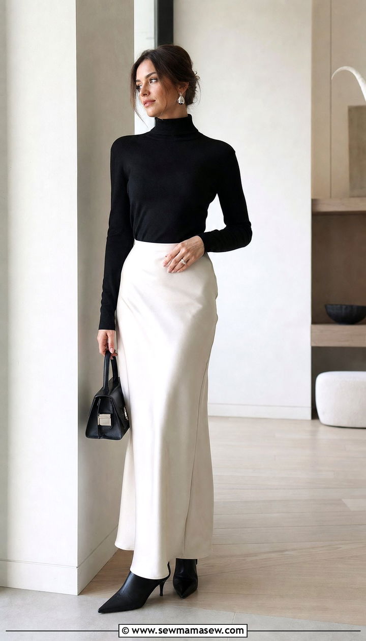 Turtleneck With Column Skirt - 25 spring 90s outfits