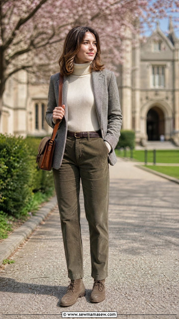 Turtleneck With Corduroy Trousers Outfit - 30 Dark academia spring outfits