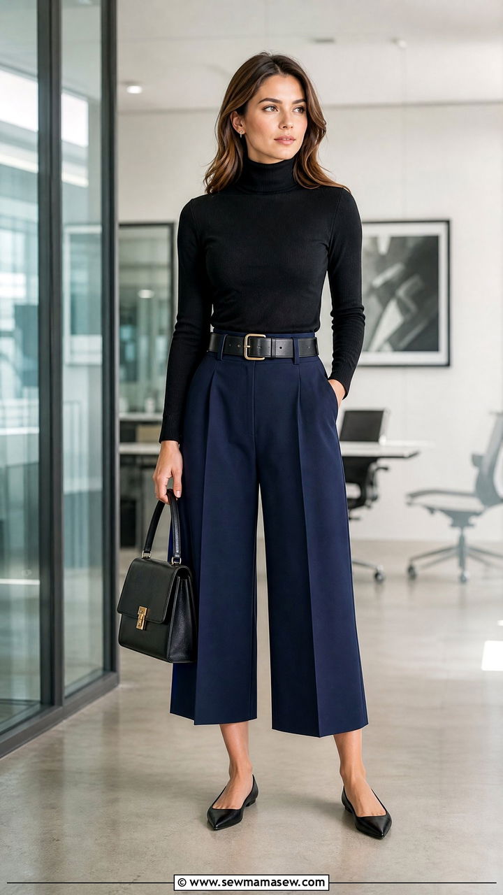 Turtleneck With Culottes - 25 Sales meeting outfit ideas