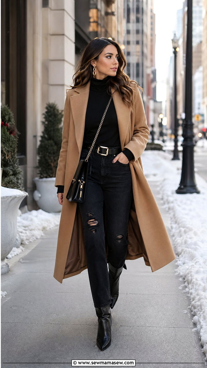 Turtleneck With Distressed Jeans - 35 Distressed jeans outfit ideas