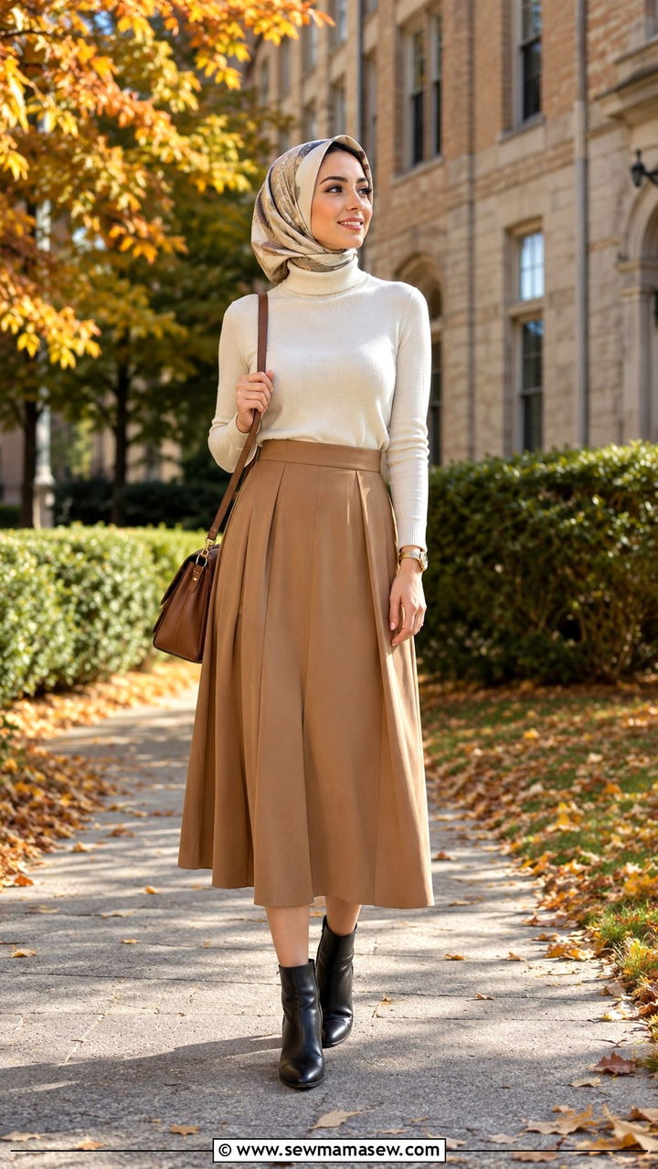 Turtleneck With Midi Skirt - 20 Modest outfit ideas for teacher