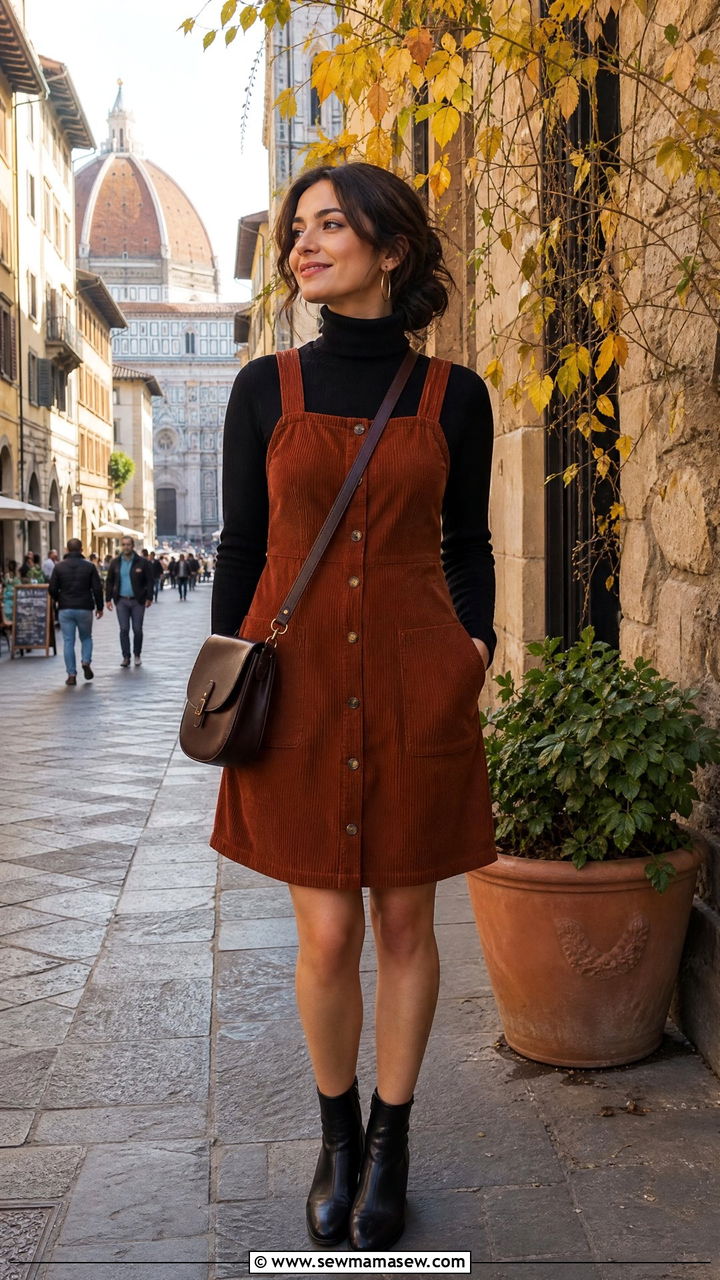 Turtleneck With Pinafore Dress - 25 Italy outfits to copy