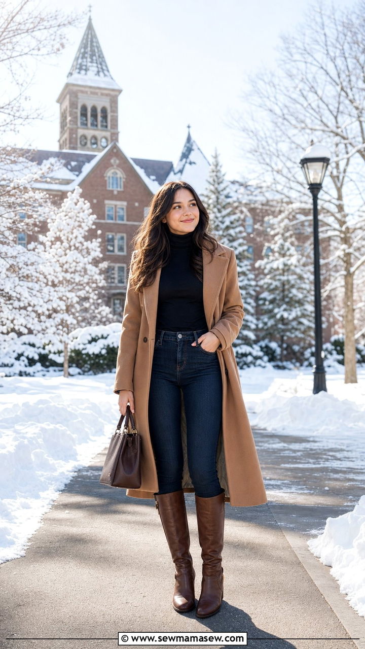 Turtleneck With Skinny Jeans and Riding Boots - 25 College outfit ideas petite