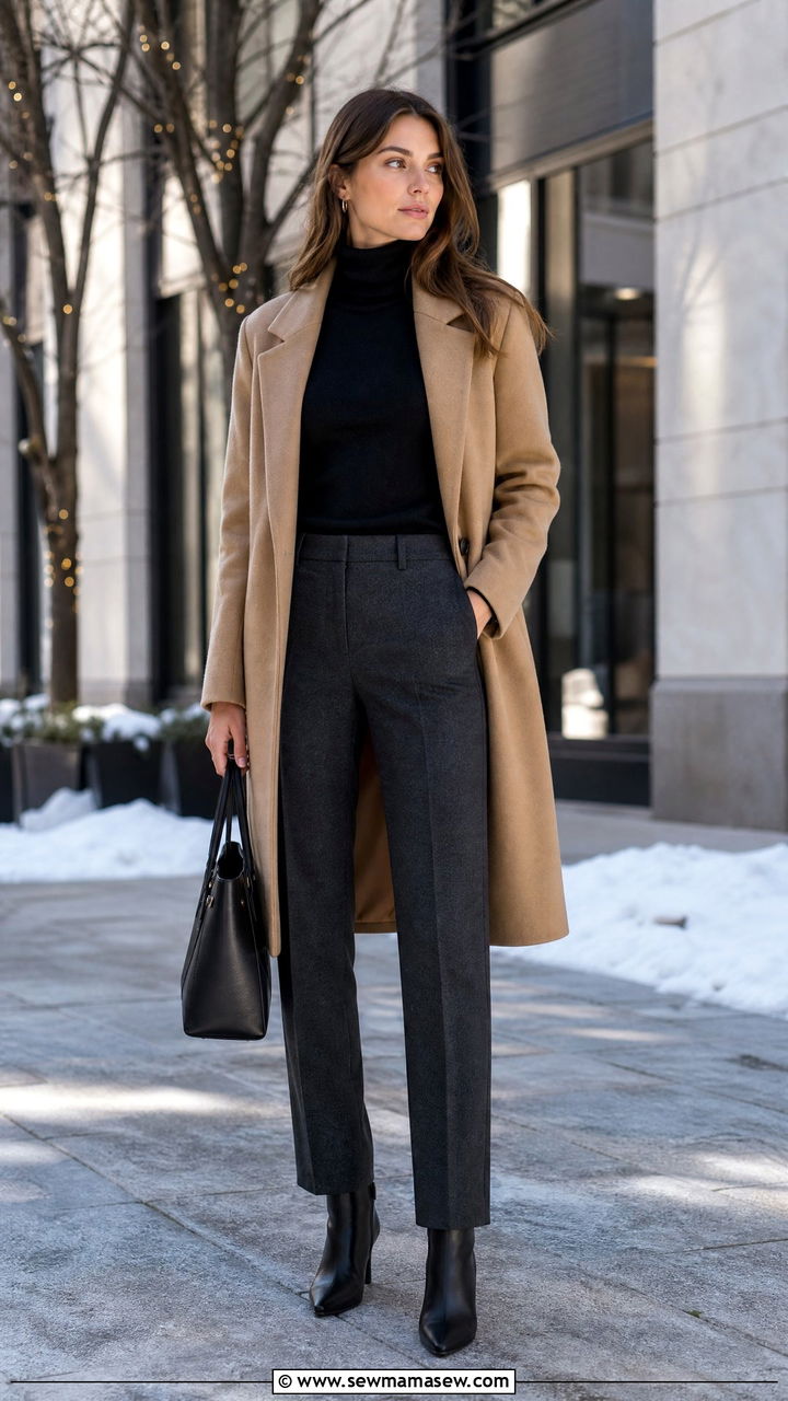 Turtleneck With Straight Leg Trousers Winter Look - 30 Client meeting outfit ideas