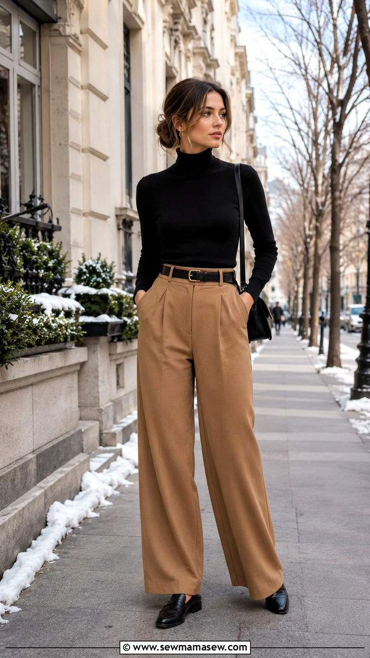 Turtleneck With Wide Leg Pants Outfit - 30 casual modest classy outfits
