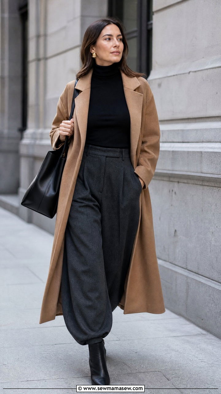 Turtleneck and Balloon Pants Outfit - 25 classy balloon pants outfits
