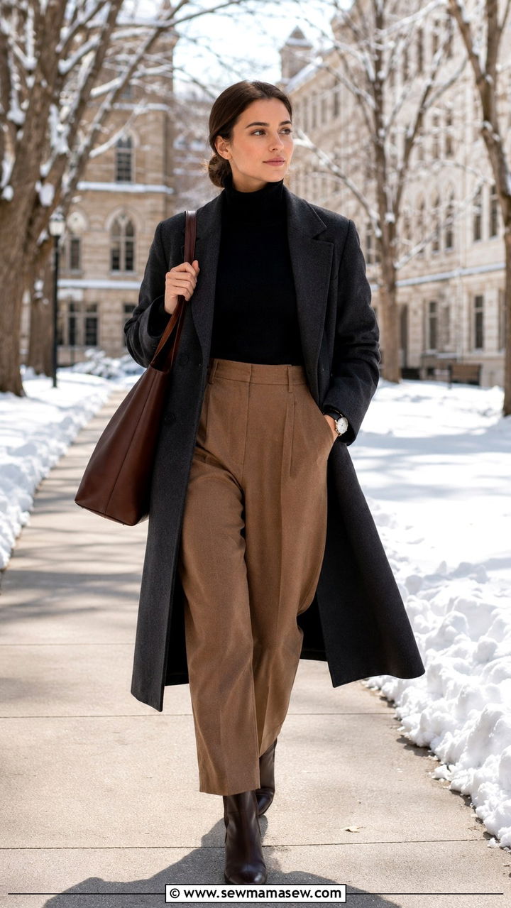 Turtleneck and High Waisted Trousers Winter MBA Outfit - 30 MBA student outfit ideas
