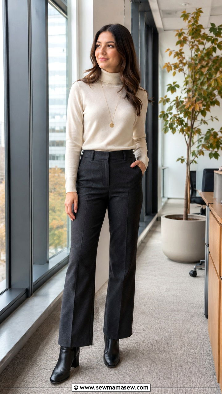 Turtleneck and Straight Leg Trousers Internship Outfit - 30 Internship outfit ideas