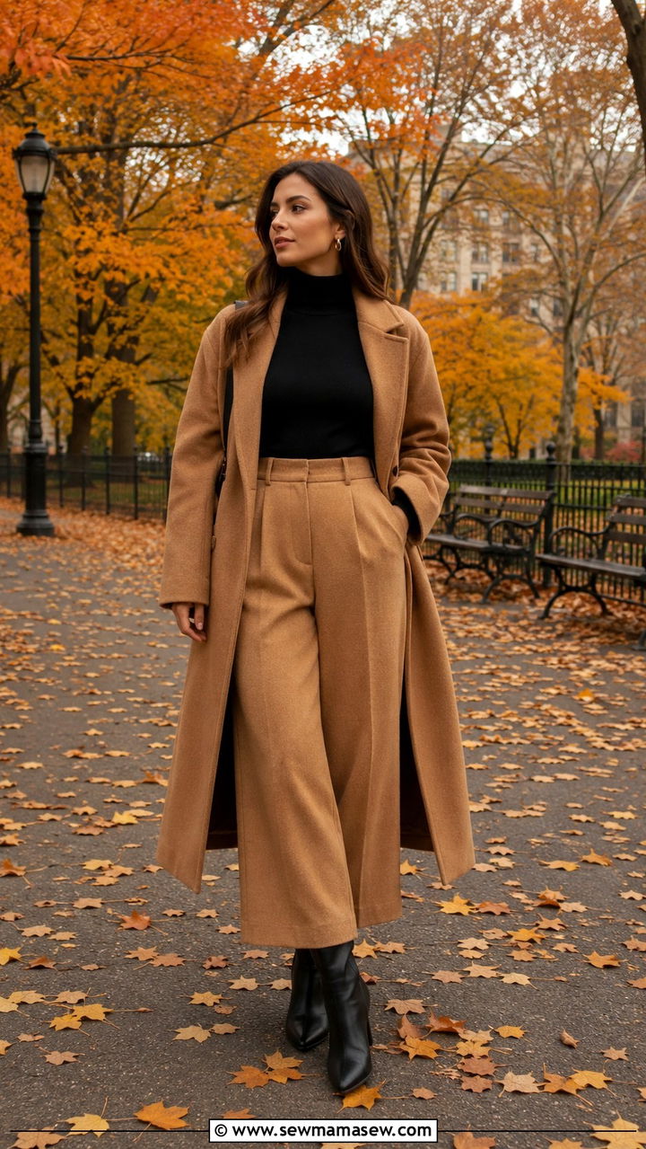 Turtleneck and Wide Leg Trousers Outfit - 30 cute wide leg pants outfits