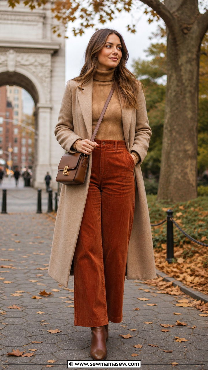 Turtleneck and corduroy pants outfit - 40 It girl outfit ideas