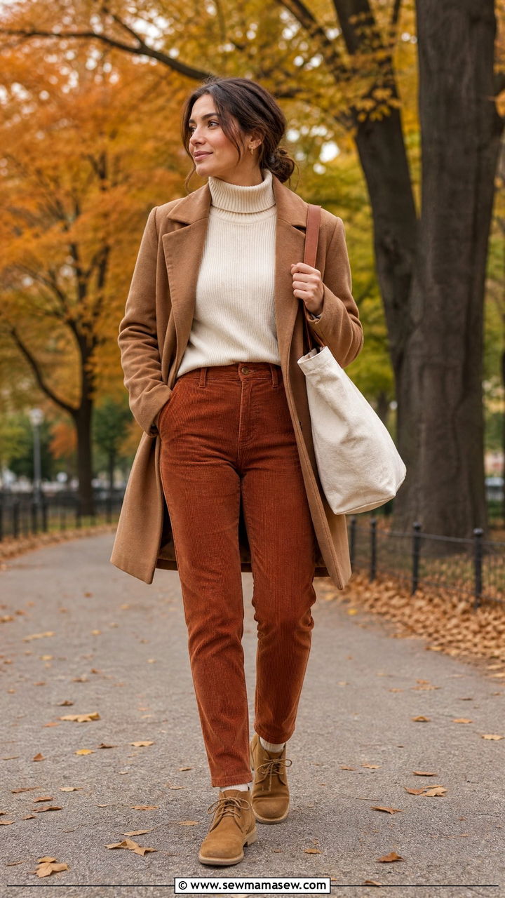 Turtleneck and corduroy pants outfit - 35 Modern preppy outfit ideas