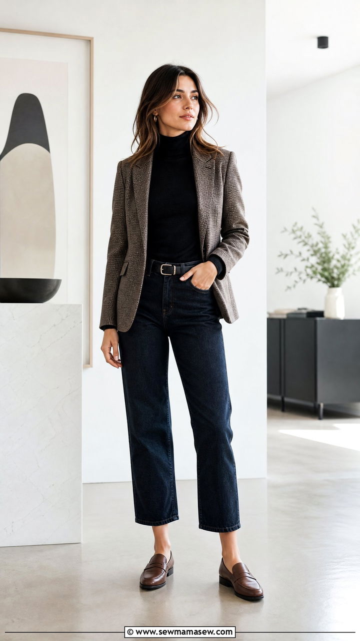 Turtleneck and loafers with cropped jeans - 25 How to style cropped jeans