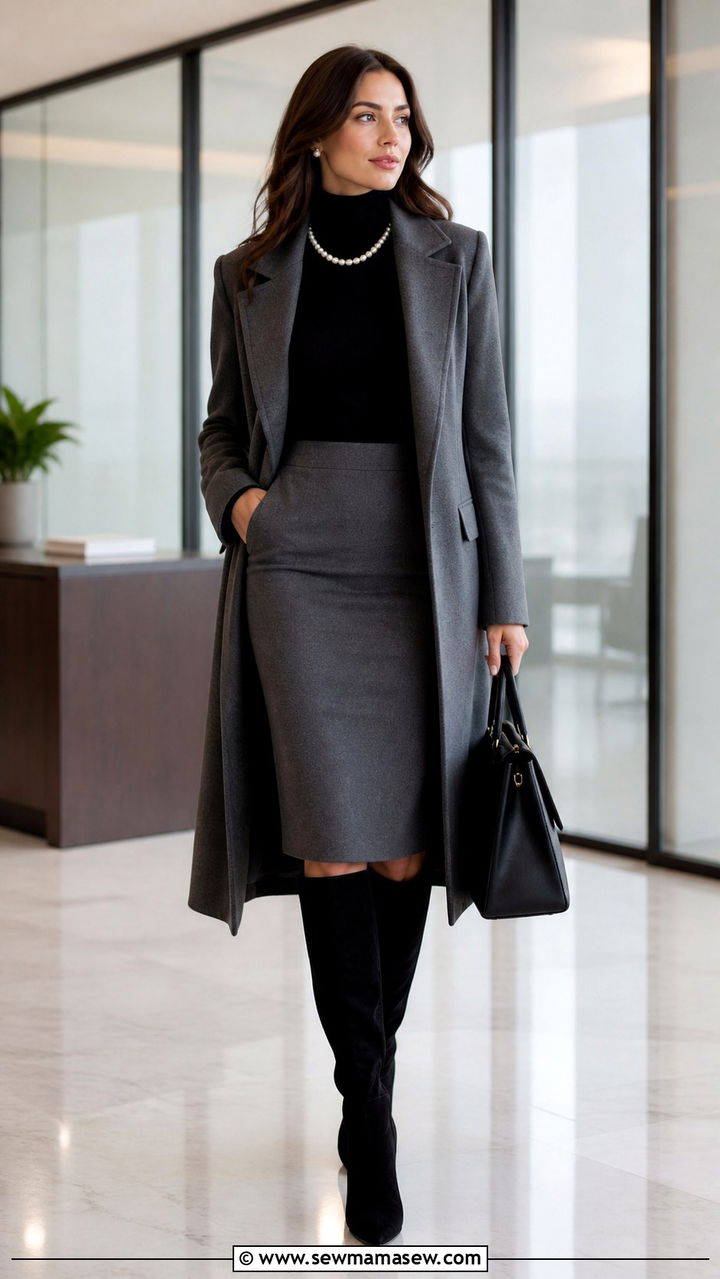 Turtleneck and pencil skirt combo - 40 classy office outfits