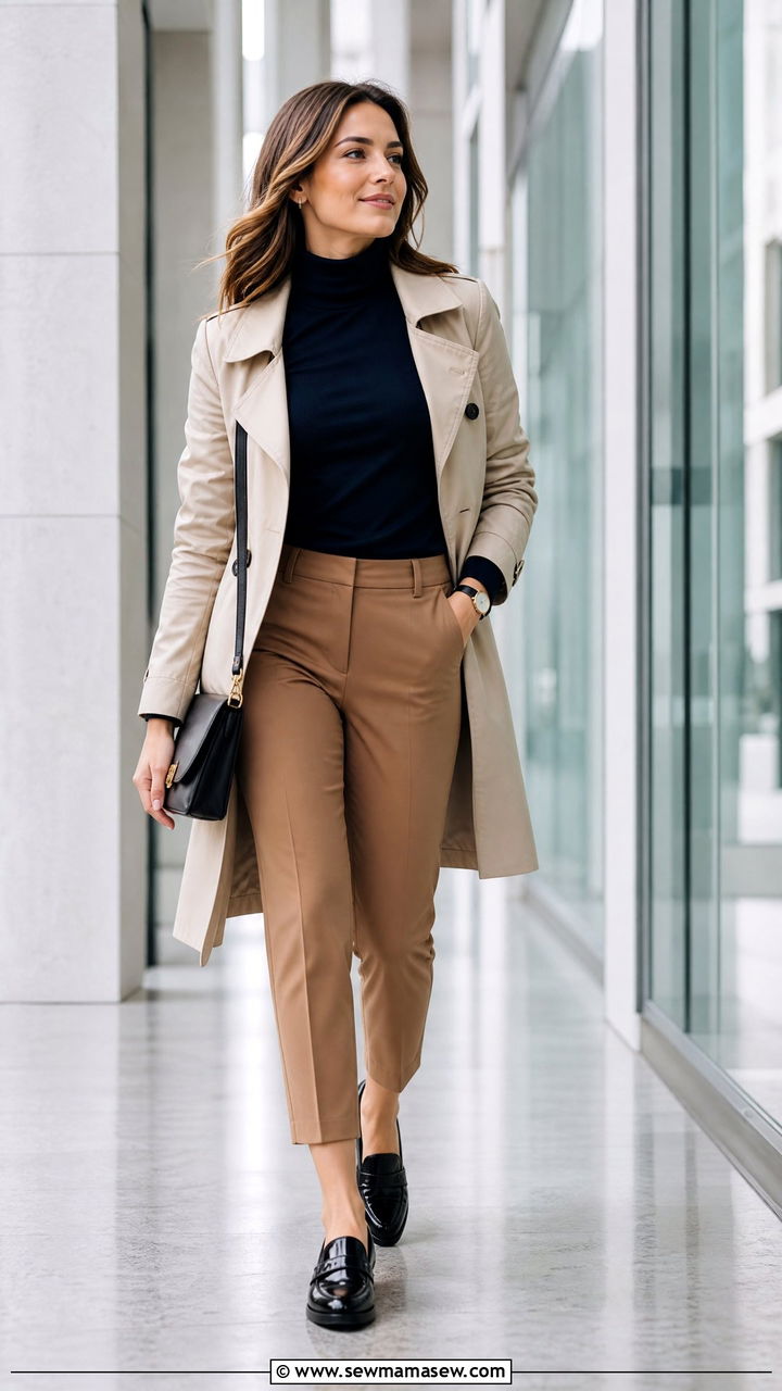 Turtleneck ankle pants loafers look - 25 Business casual outfits with turtleneck