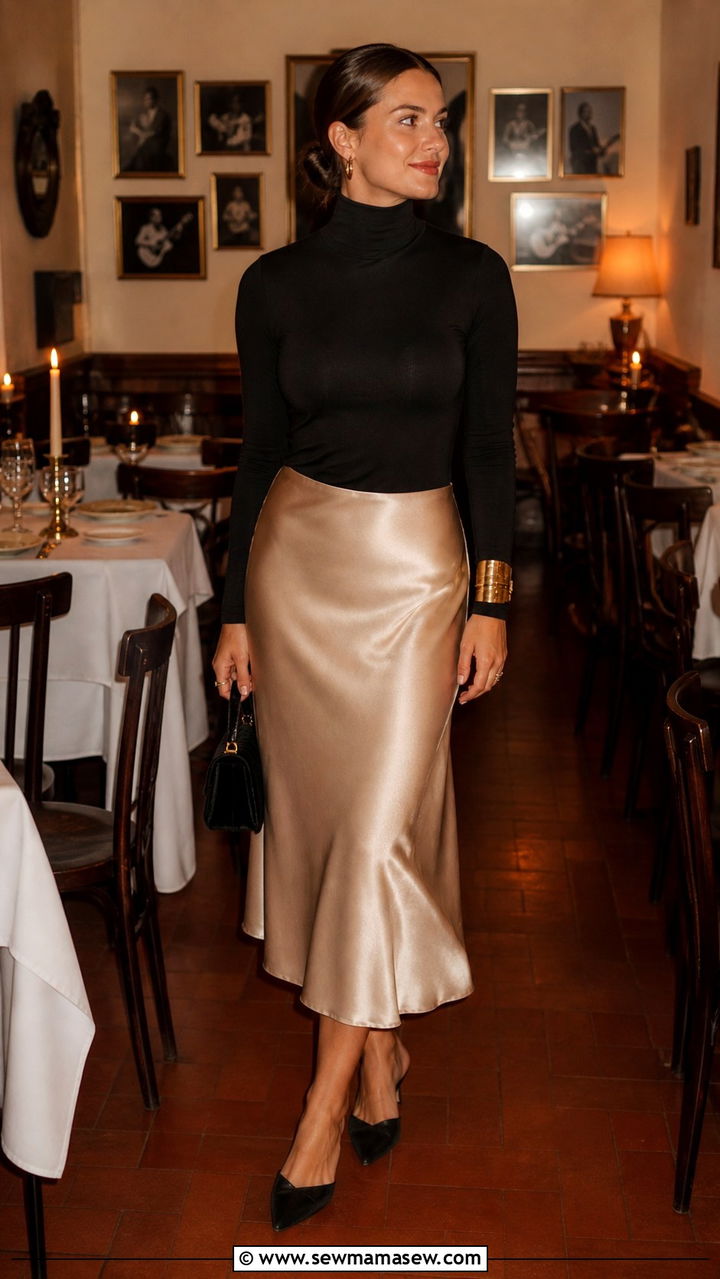 Turtleneck bodysuit and satin skirt Porto - 40 What to wear in Porto