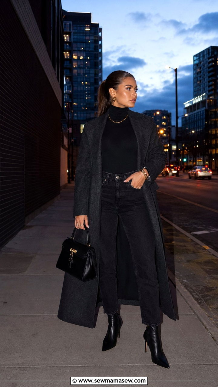 Turtleneck bodysuit with mom jeans and pointed toe boots - 30 How to style mom jeans