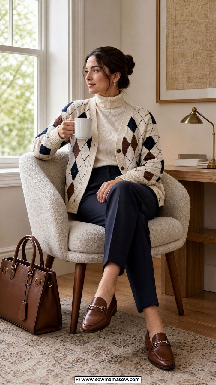 Turtleneck cardigan tailored trousers - 25 Business casual outfits with turtleneck