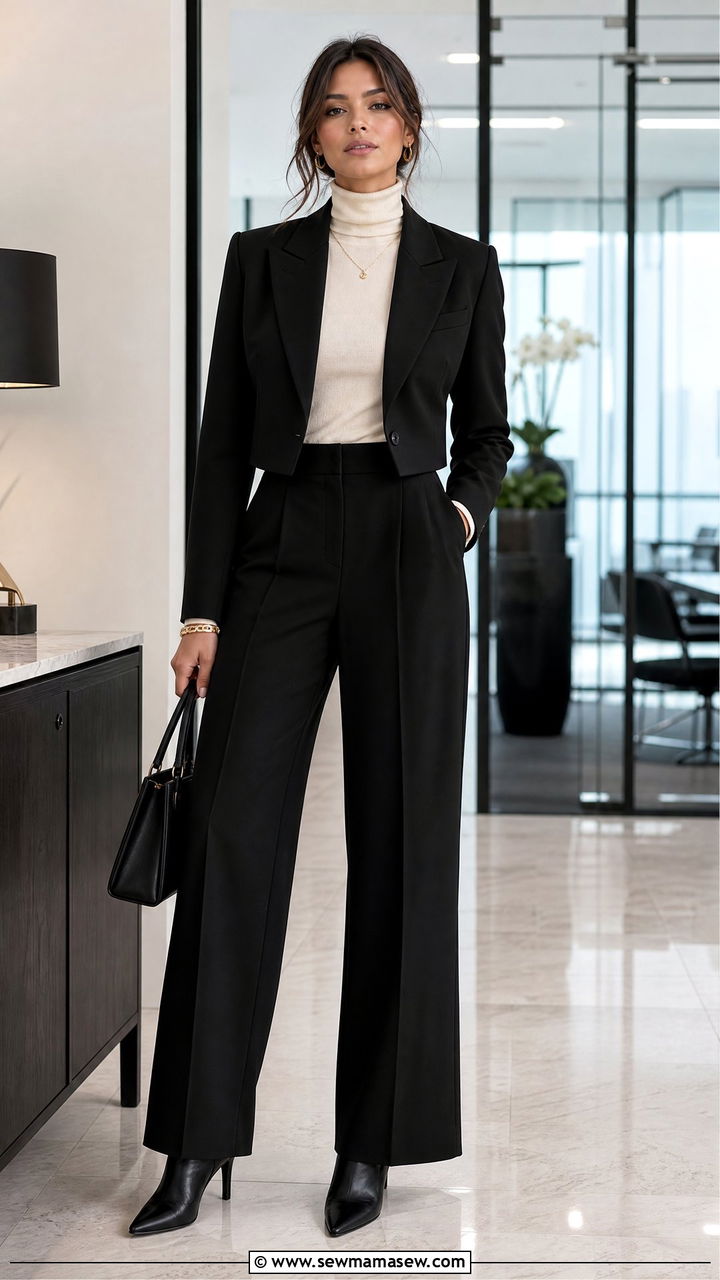 Turtleneck cropped blazer outfit - 25 Business casual outfits with turtleneck