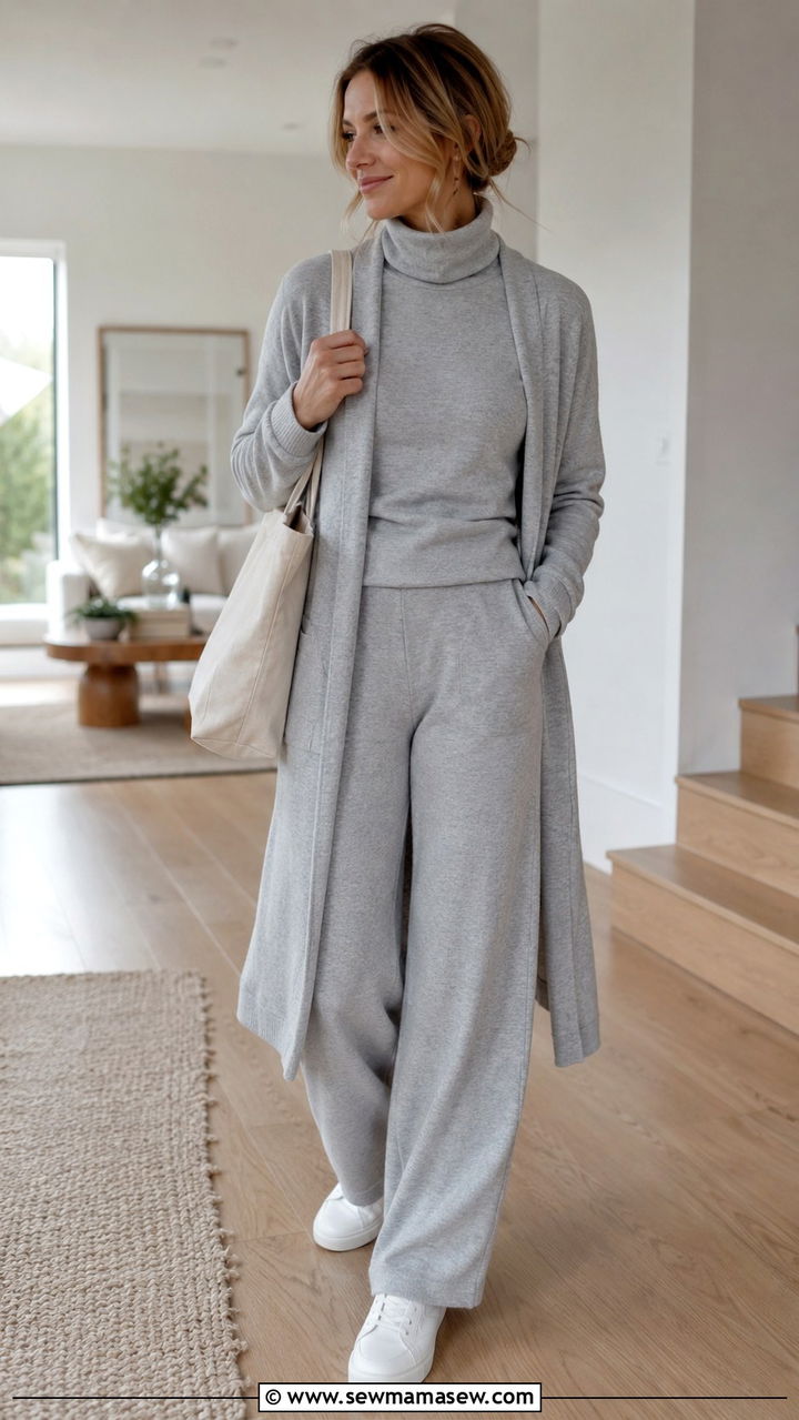 Turtleneck matching knit lounge set spring outfit - 30 Spring outfits with turtleneck