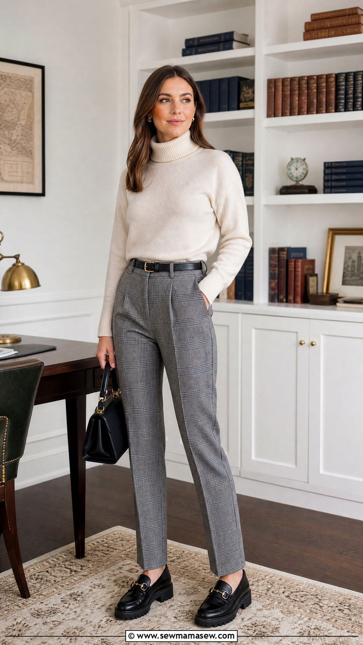 Turtleneck plaid trousers loafers - 25 Business casual outfits with turtleneck