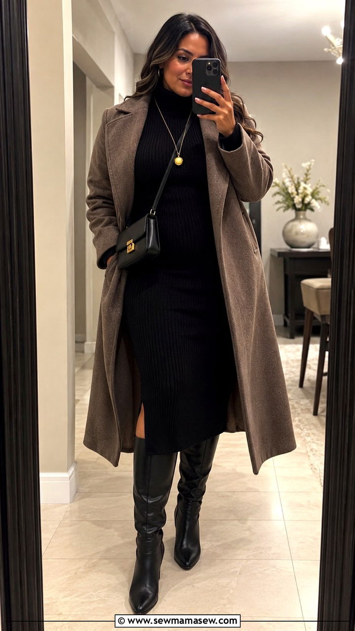 Turtleneck sweater dress with knee high boots outfit - 30 Sweater outfit ideas plus size
