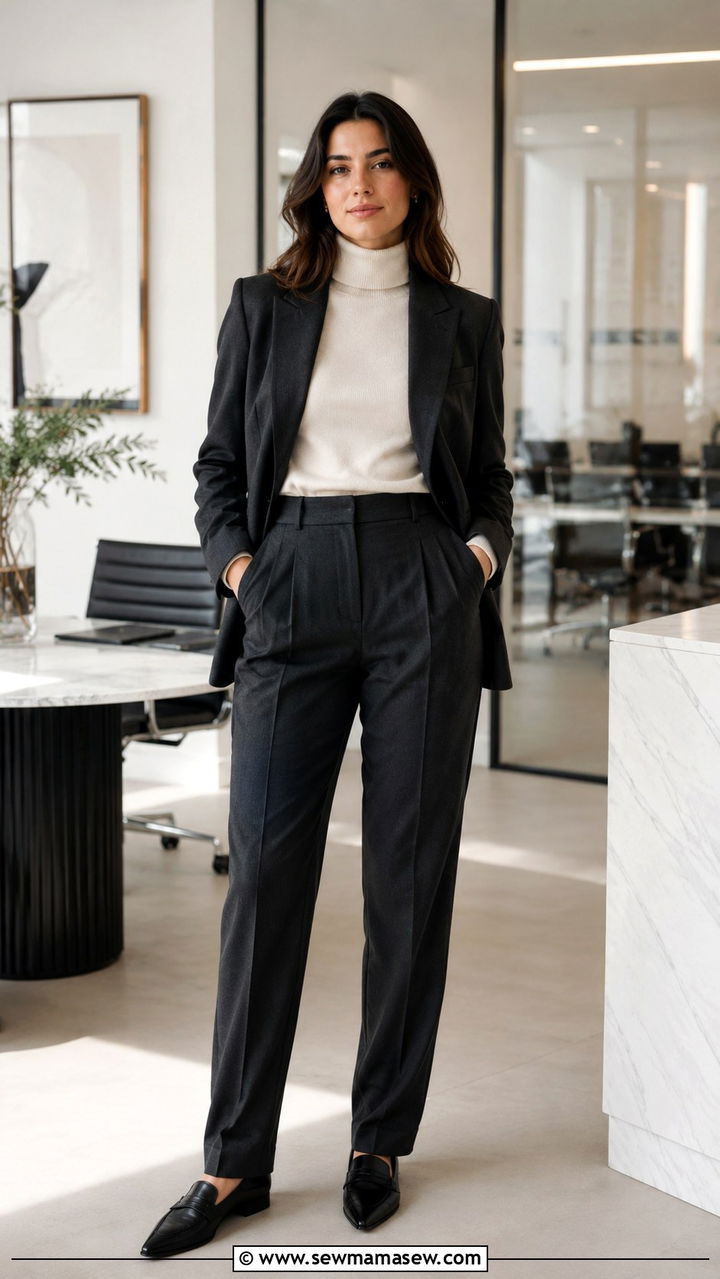 Turtleneck under a blazer with tailored trousers - 30 How to style a turtleneck