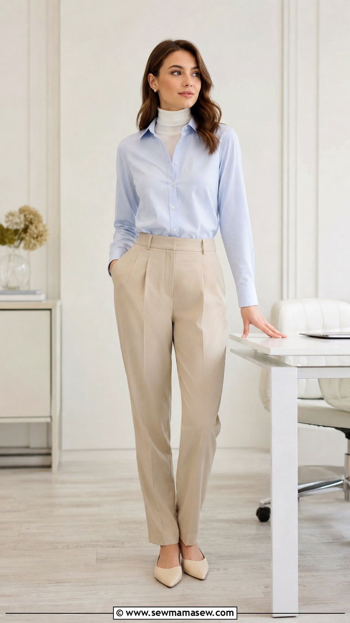Turtleneck under a button down shirt with trousers - 30 How to style a turtleneck