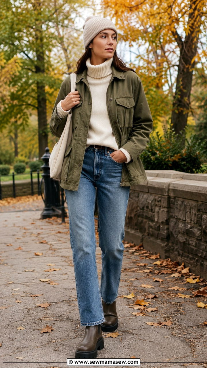 Turtleneck under a sweater vest with relaxed trousers - 30 Ways to wear a turtleneck