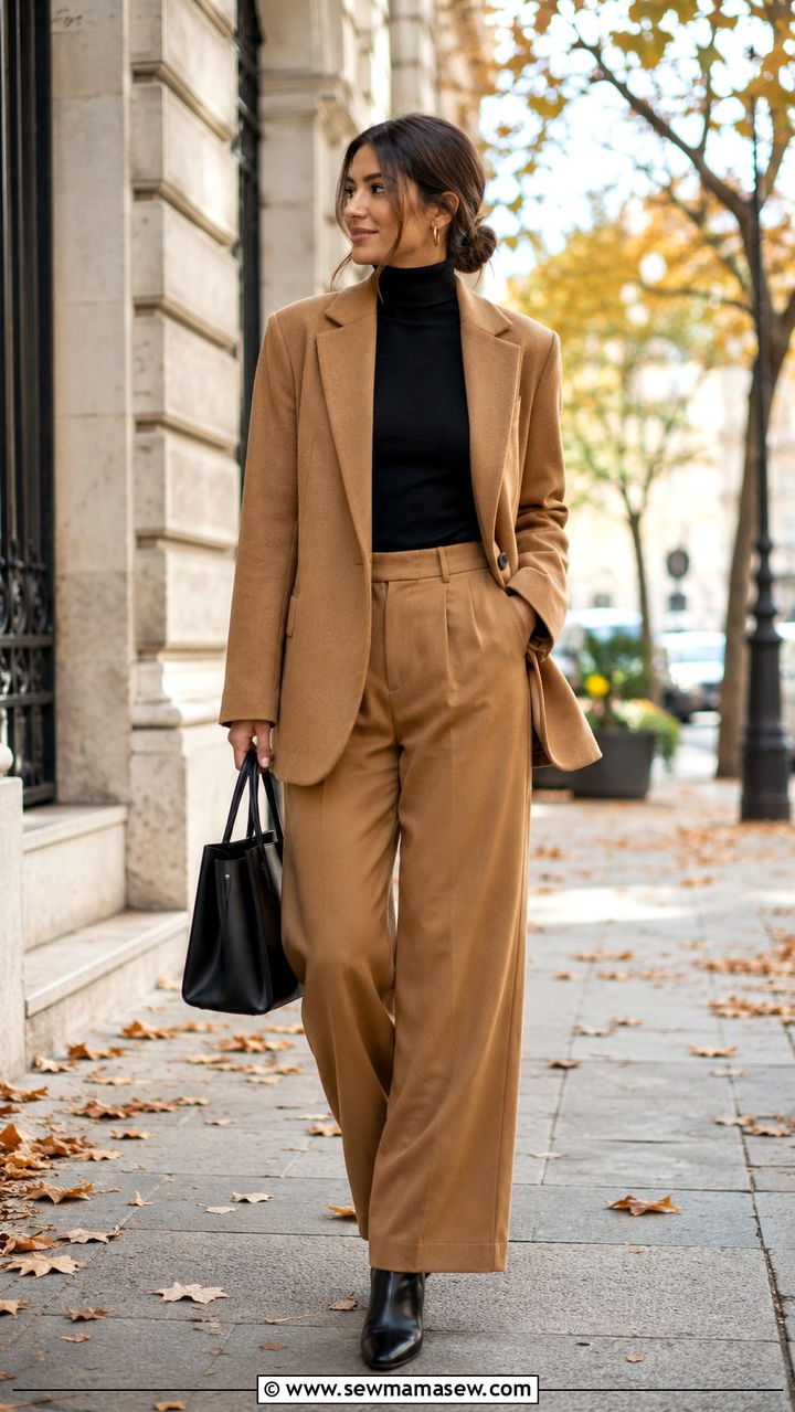 Turtleneck under blazer outfit women - 30 Wall Street outfit ideas