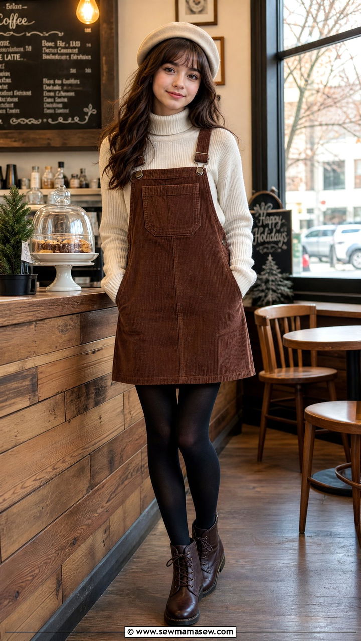 Turtleneck with Pinafore Dress - 30 Cute outfits for teens