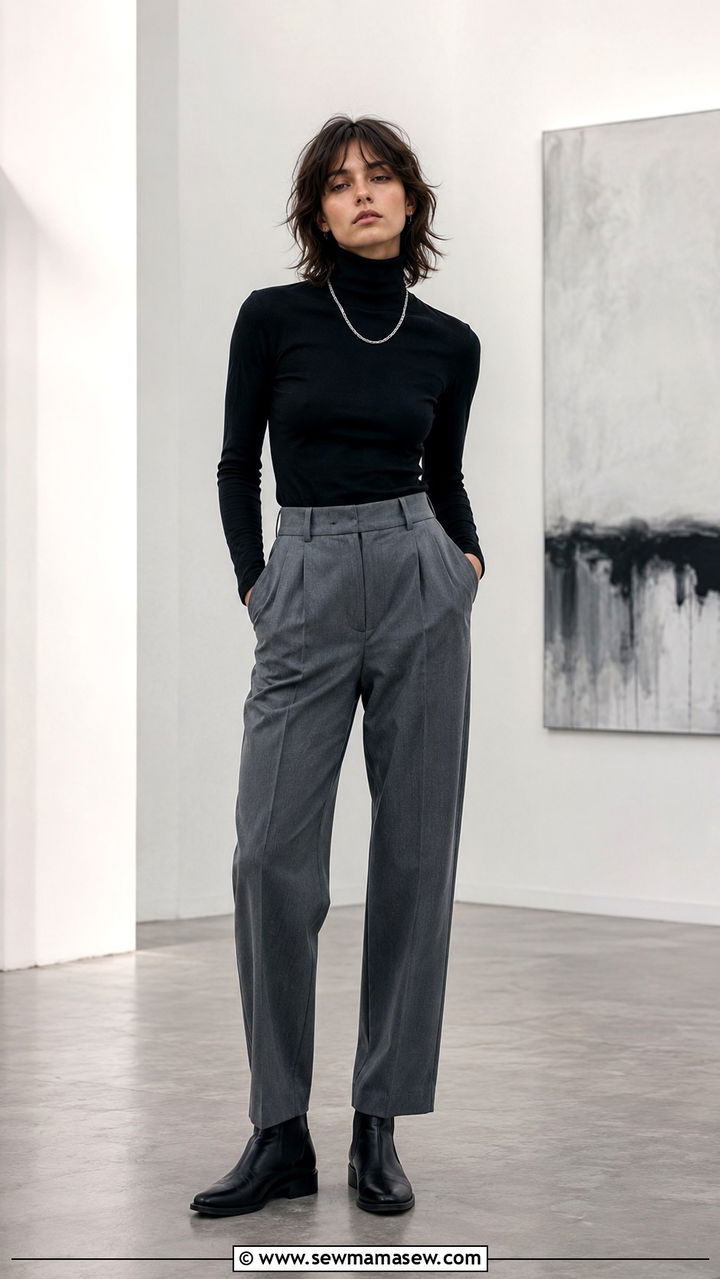 Turtleneck with Tailored Trousers and Chelsea Boots - 30 Tomboy outfit ideas