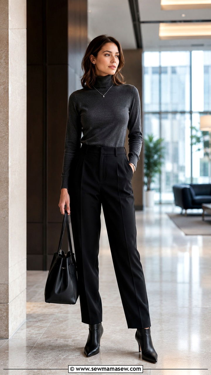 Turtleneck with Tailored Trousers - 30 interview outfit ideas for women