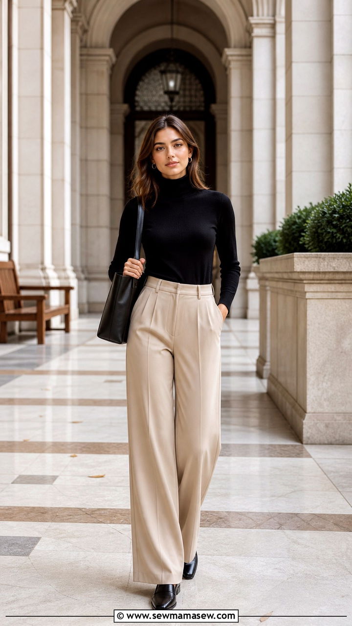 Turtleneck with Wide Leg Trousers - 40 college outfits