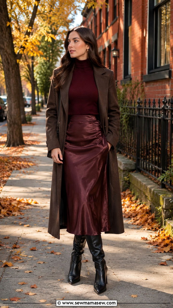 Turtleneck with a midi skirt and knee high boots - 30 Ways to wear a turtleneck