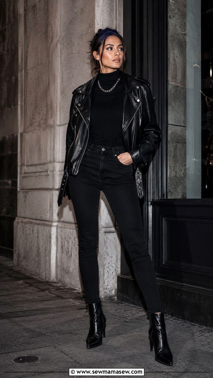 Turtleneck with a utility jacket and straight leg jeans - 30 Ways to wear a turtleneck