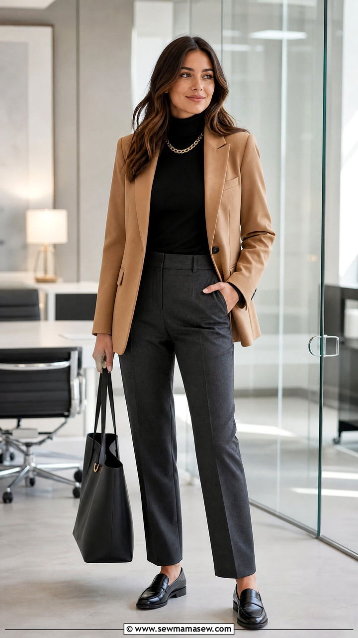 Turtleneck with blazer and trousers - 25 Business casual outfits with turtleneck