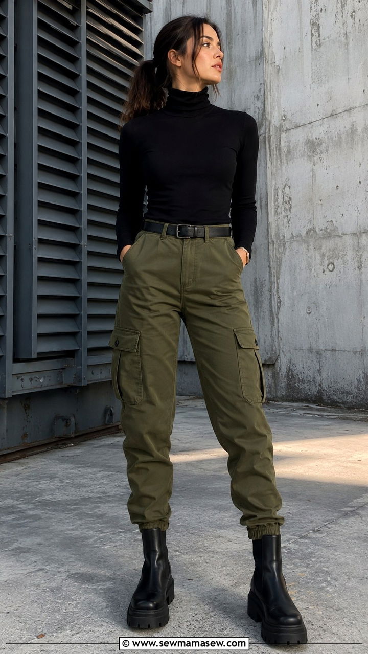 Turtleneck with cargo pants and chunky boots - 30 How to style a turtleneck
