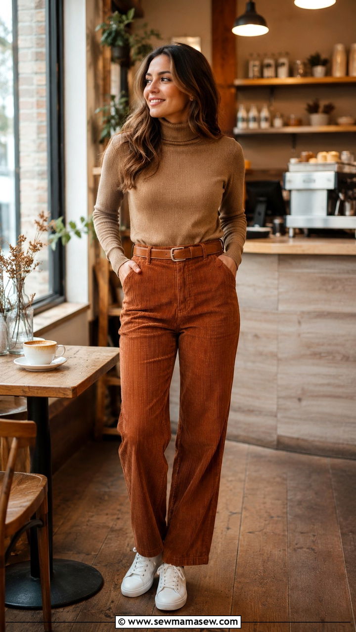 Turtleneck with corduroy pants and sneakers - 30 How to style a turtleneck