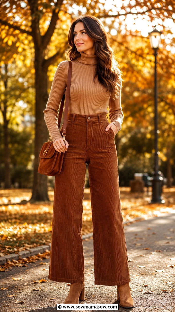 Turtleneck with corduroy pants and suede ankle boots - 30 Ways to wear a turtleneck