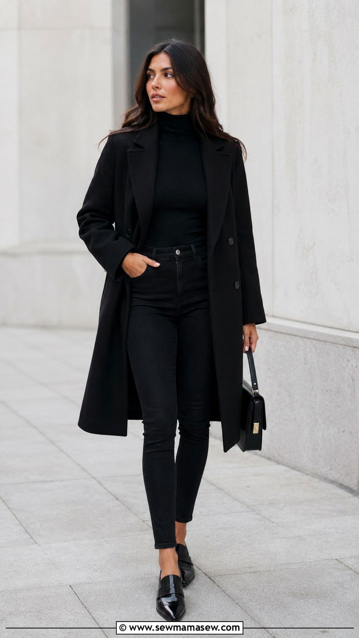Turtleneck with high waisted skinny jeans and loafers - 30 High waisted jeans outfit ideas with loafers