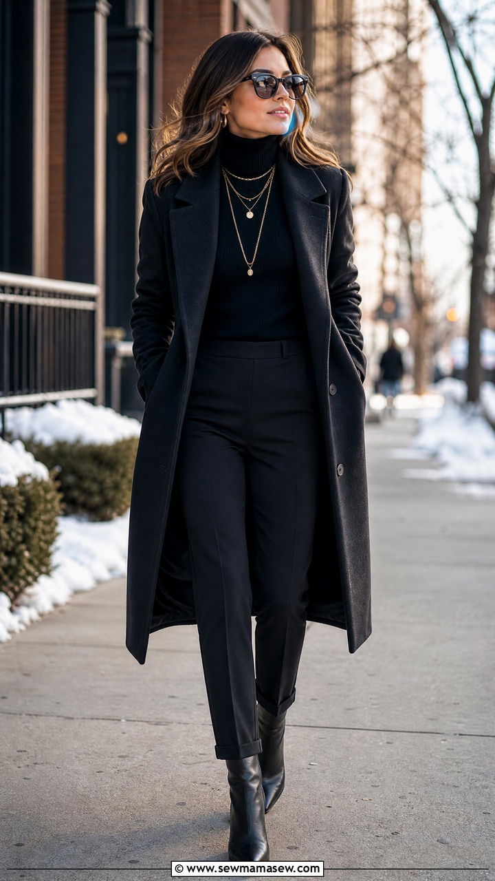 Turtleneck with layered necklaces - 25 Layered necklaces outfit ideas