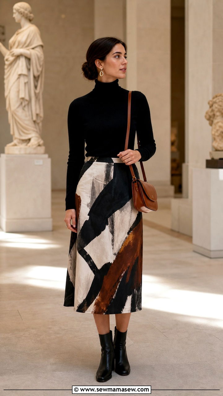 Turtleneck with midi skirt and ankle boots - 40 What to wear in Boston