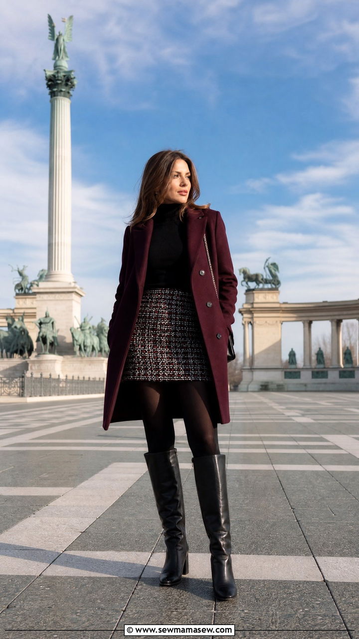 Turtleneck with mini skirt and knee high boots Budapest outfit - 25 Budapest outfit ideas